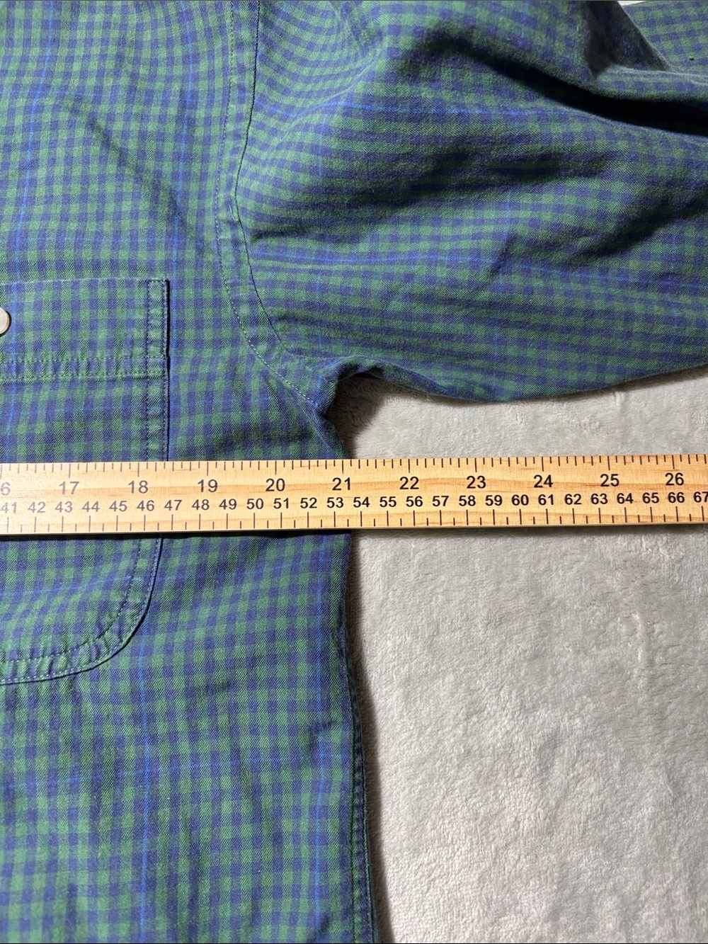 Wrangler Cowboy Cut Gorge‎ Strait Men’s M Green Blue Plaid Button Down Shirt - Picture 10 of 12
